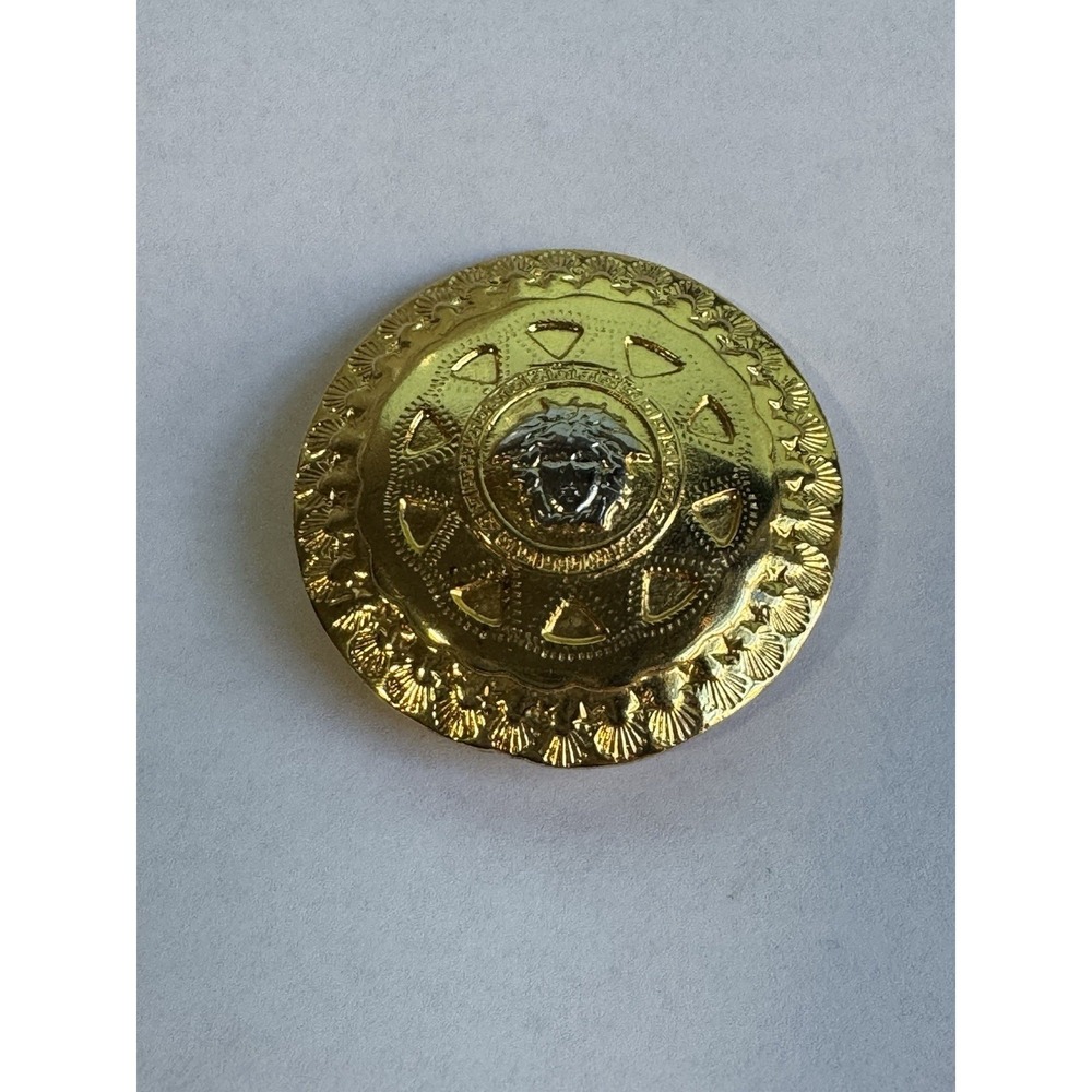 Gianni Versace Golden Plate Shield Shape Sea Shell Border Hair Clip - Picture 7 of 8